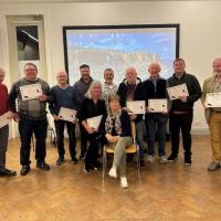 Winners of "On the Water" Competition, with Judge Adrian Megahey and Chair Patricia Donohue