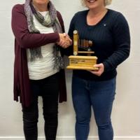Patricia Donohue, Vice Chair Galway Camera Club, presenting "Beginner of the Year" trophy to Brenda Molloy