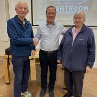 Michael Corbett & Ann Sweeney being congratulated by Chairman Maurice Power